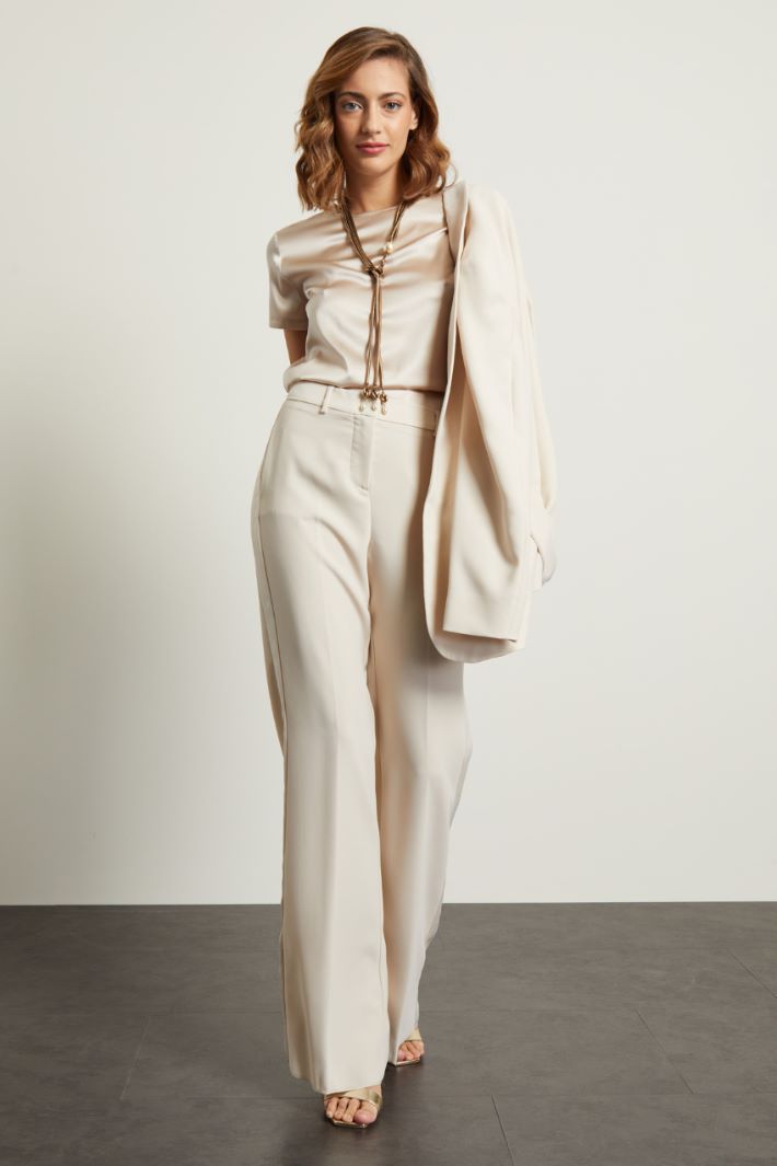 Pantaloni in enver satin - ECRU - Fashion Market
