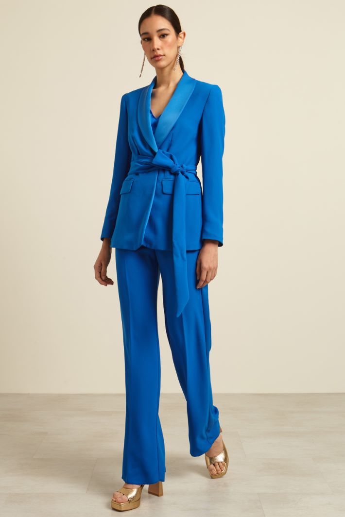 Pantaloni in enver satin - BLU ELETTRICO - Fashion Market