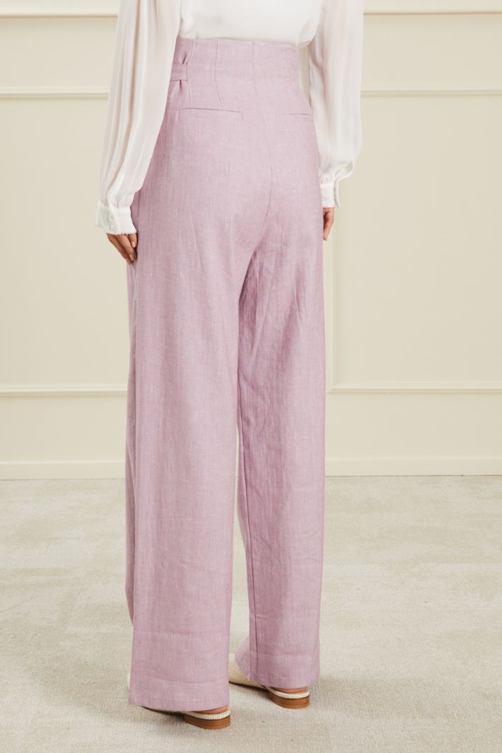 Pantaloni in lino e cotone - VIOLA PASTELLO - Fashion Market - 4