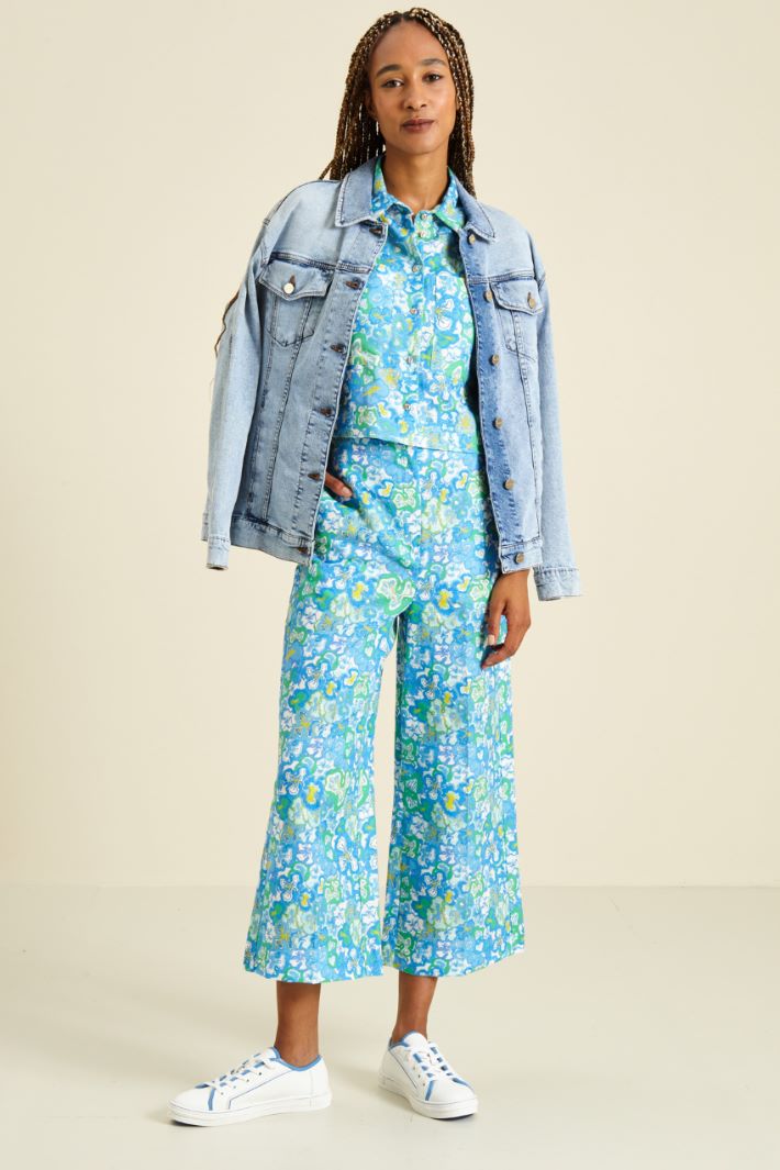 Pantaloni cropped - CIANO VERDE PRATO - Fashion Market