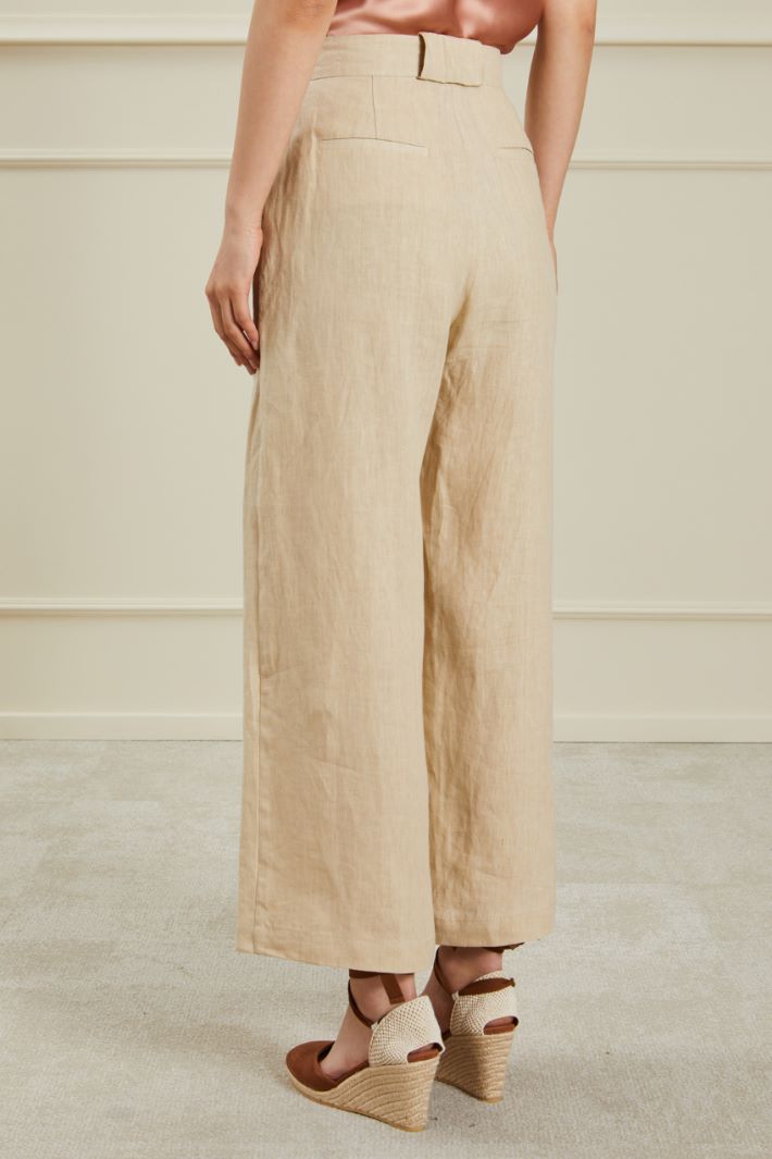 Pantaloni ampi in lino - SABBIA - Fashion Market - 4