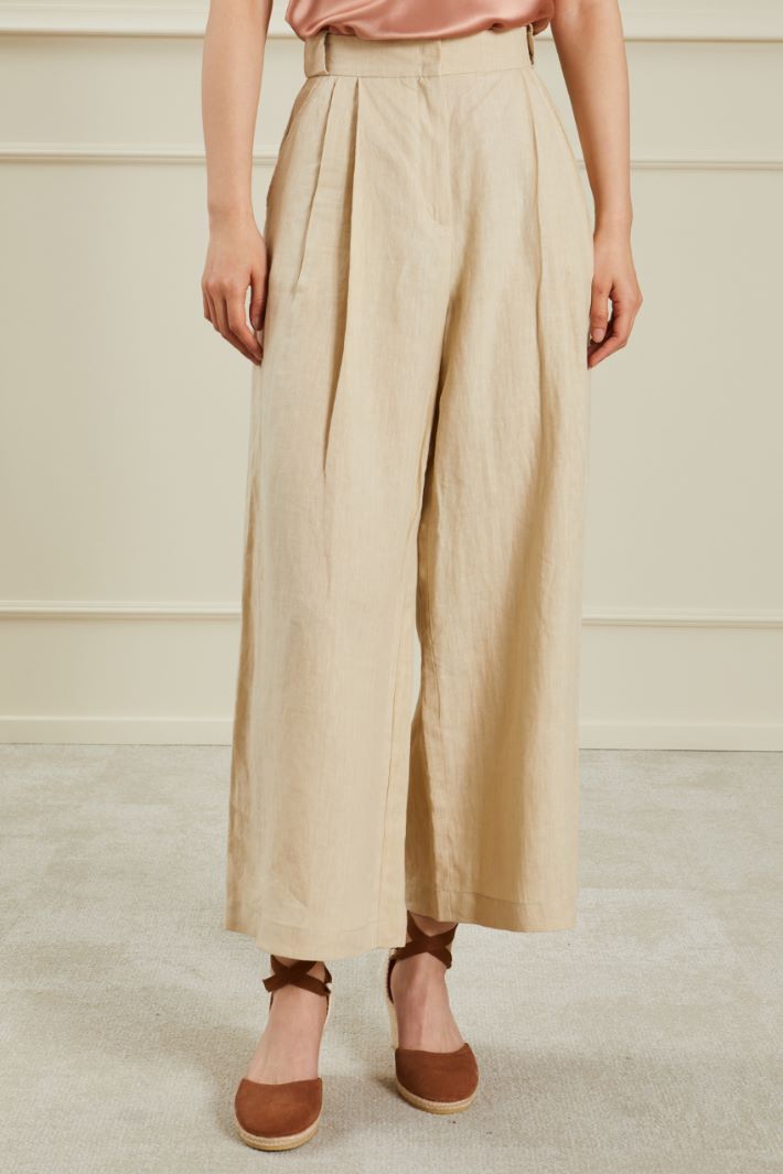 Pantaloni ampi in lino - SABBIA - Fashion Market - 2