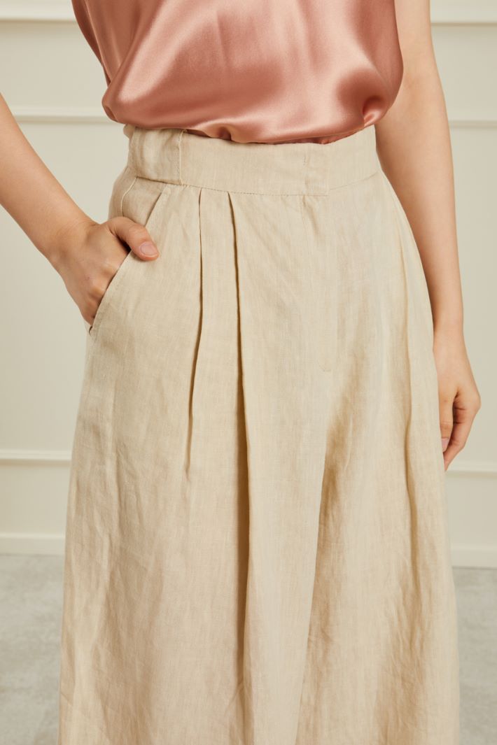 Pantaloni ampi in lino - SABBIA - Fashion Market - 3