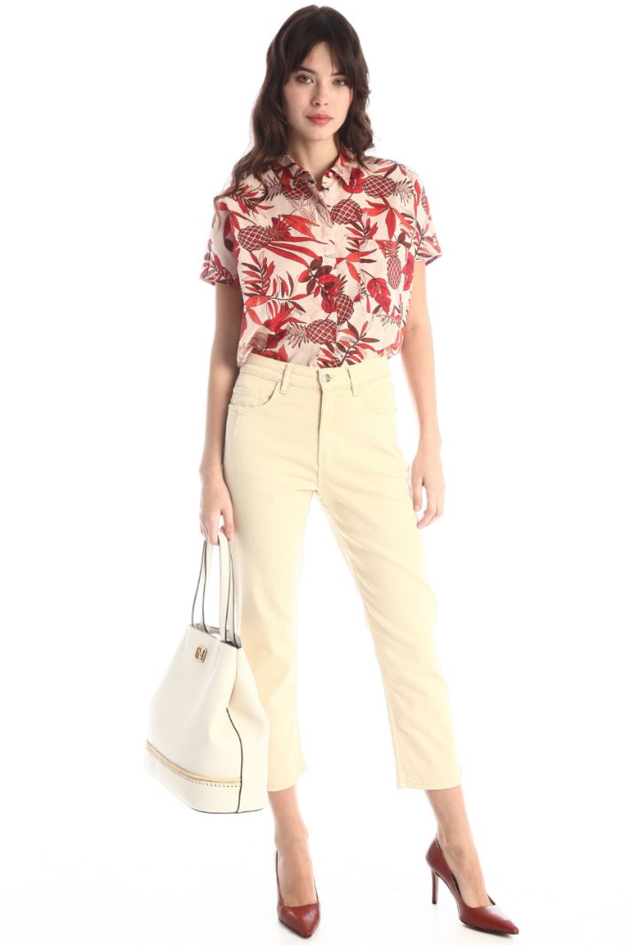 Pantaloni slim in bull - AVORIO - Fashion Market