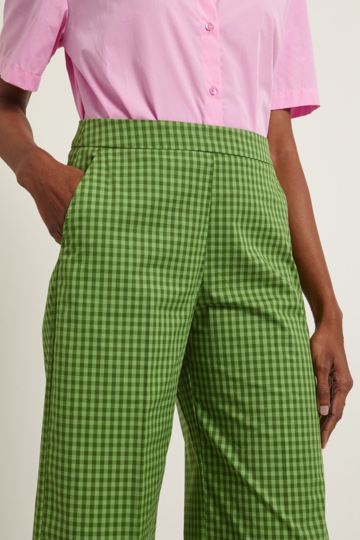Pantaloni a palazzo in cotone - VERDE - Fashion Market - 3