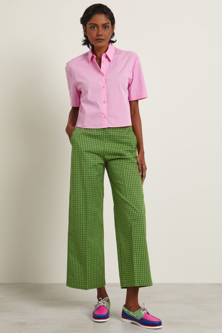 Pantaloni a palazzo in cotone - VERDE - Fashion Market