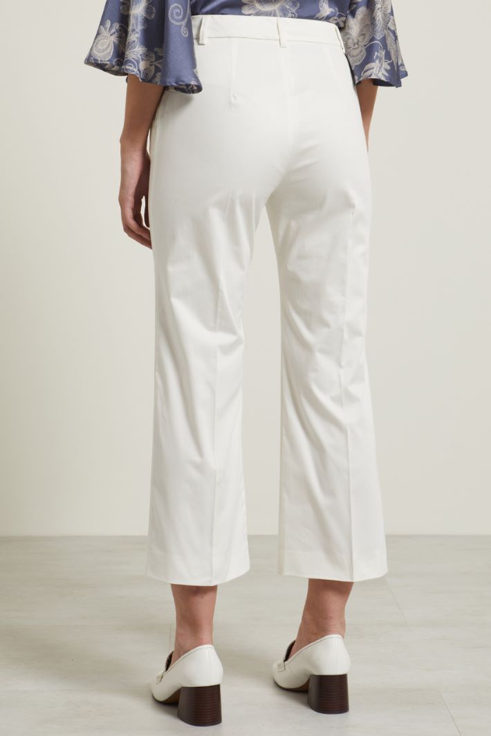 Pantaloni in raso di cotone - BIANCO PANNA - Fashion Market - 4