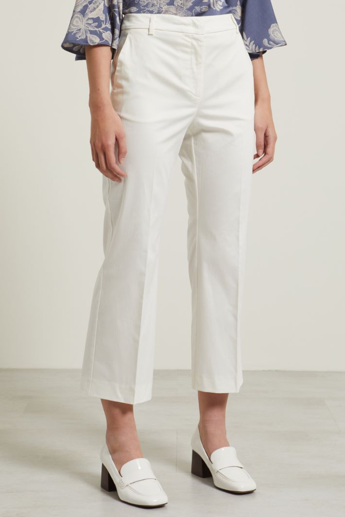 Pantaloni in raso di cotone - BIANCO PANNA - Fashion Market - 2