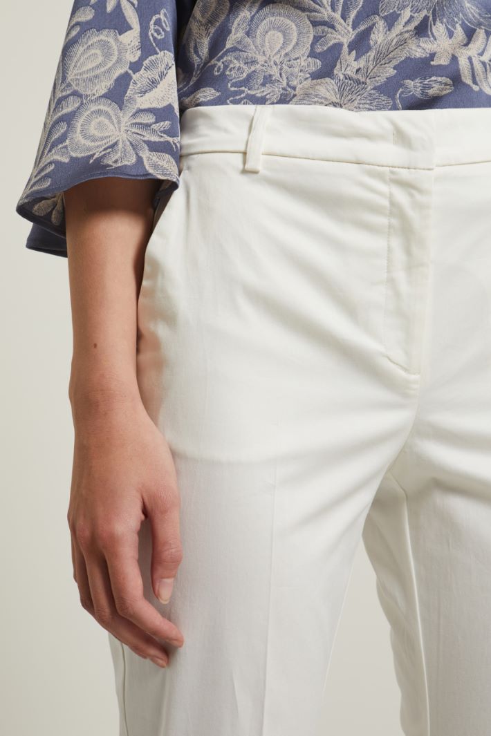 Pantaloni in raso di cotone - BIANCO PANNA - Fashion Market - 3