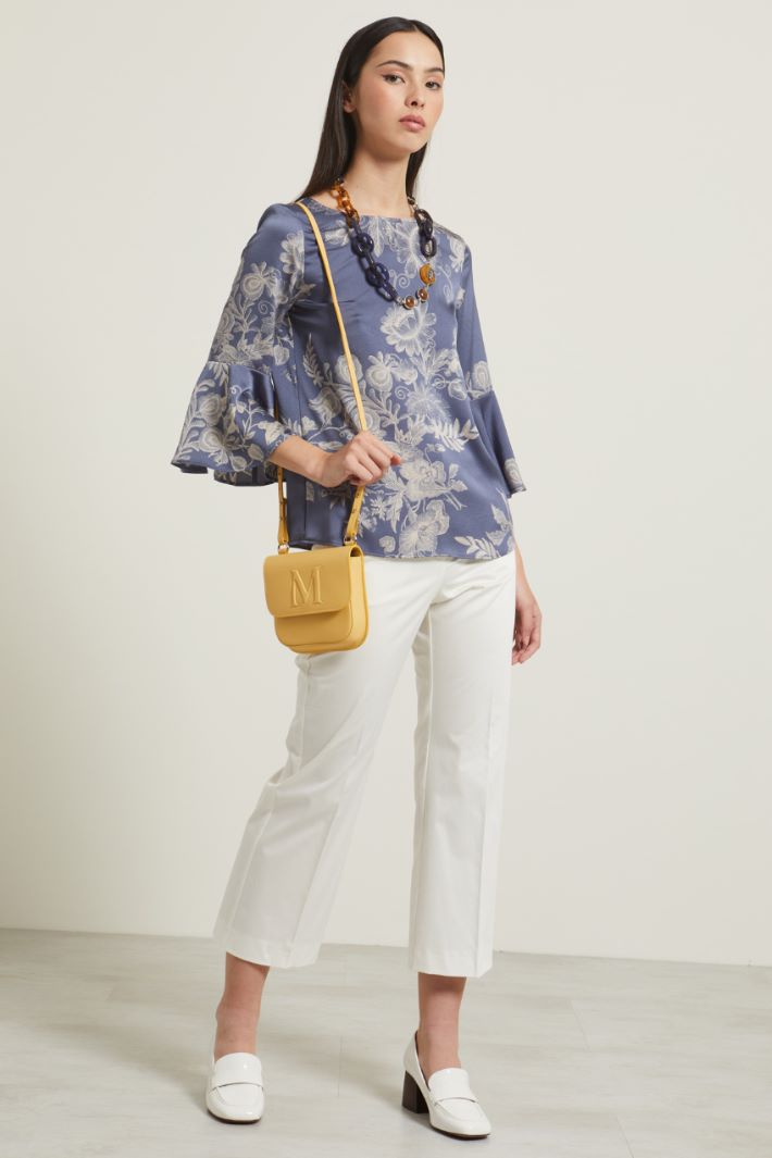 Pantaloni in raso di cotone - BIANCO PANNA - Fashion Market