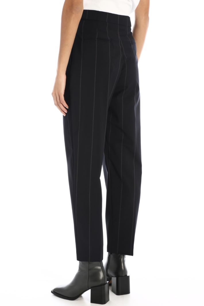 Pantaloni carrot in tela - BLU NOTTE ROSA - Fashion Market - 5