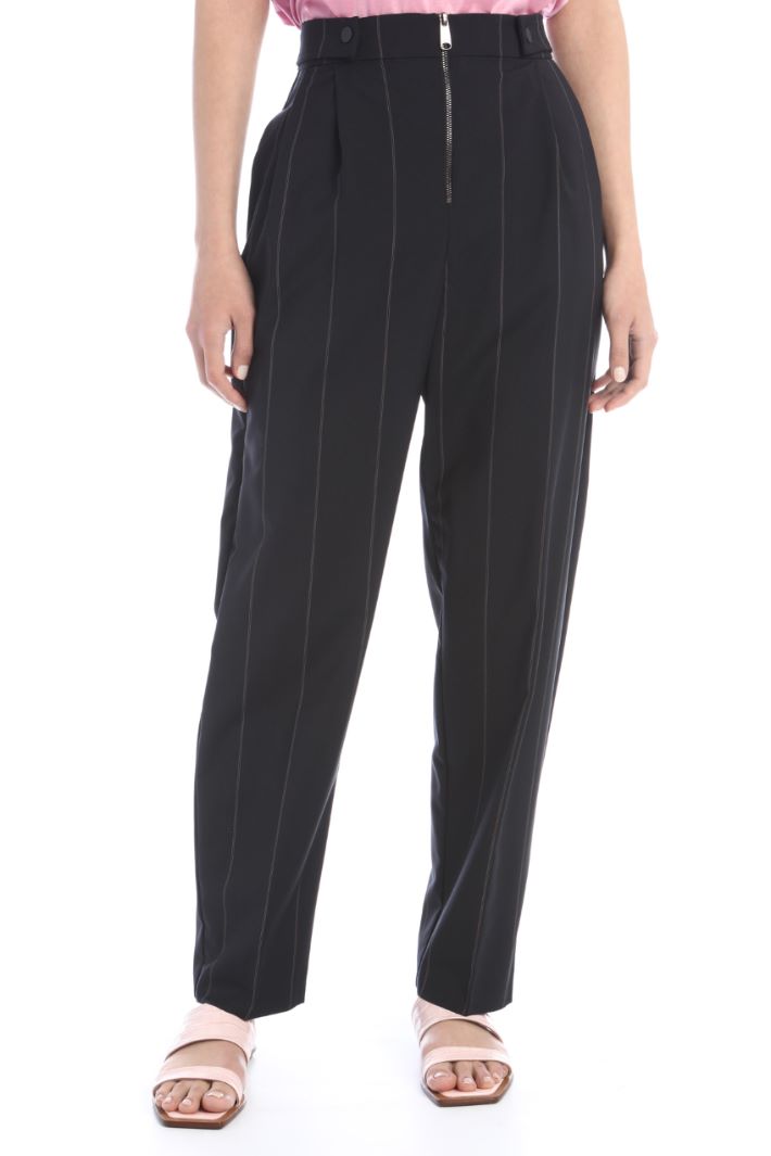 Pantaloni carrot in tela - BLU NOTTE ROSA - Fashion Market - 2