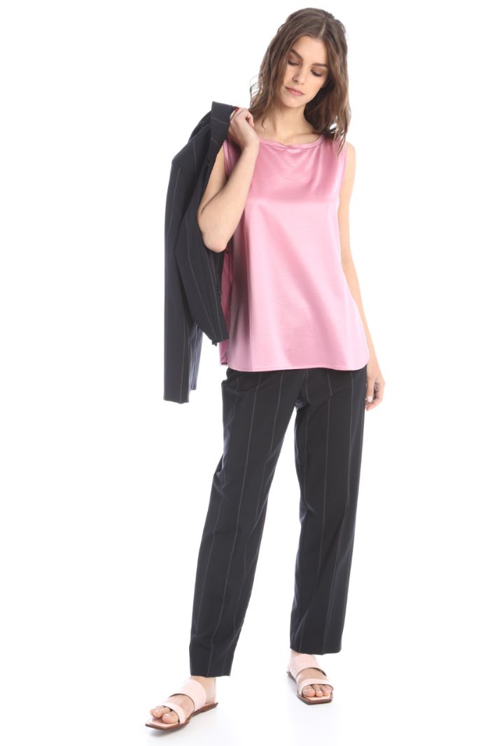 Pantaloni carrot in tela - BLU NOTTE ROSA - Fashion Market