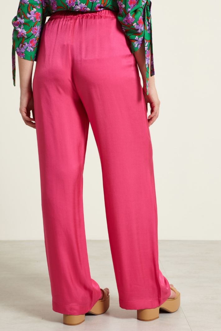 Pantaloni fluidi in twill  - FUCSIA - Fashion Market - 4