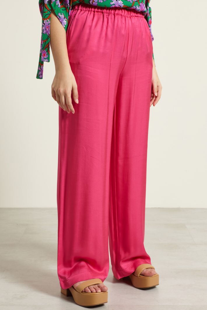 Pantaloni fluidi in twill  - FUCSIA - Fashion Market - 2