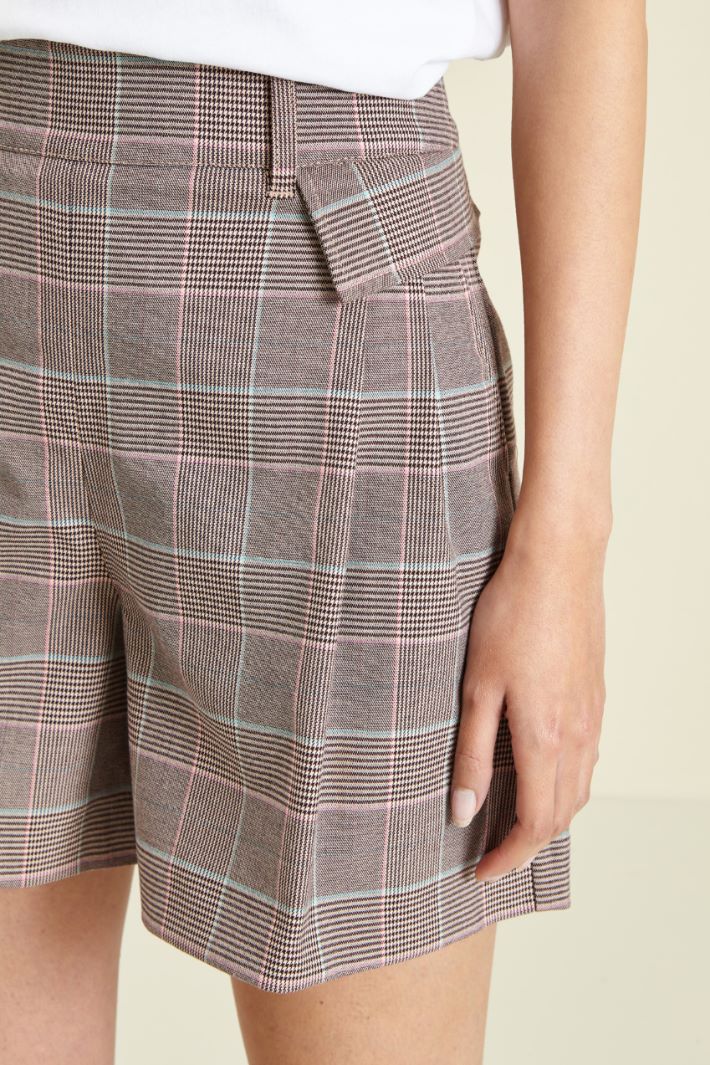 Shorts in principe di galles - BIANCO NERO ROSA - Fashion Market - 3