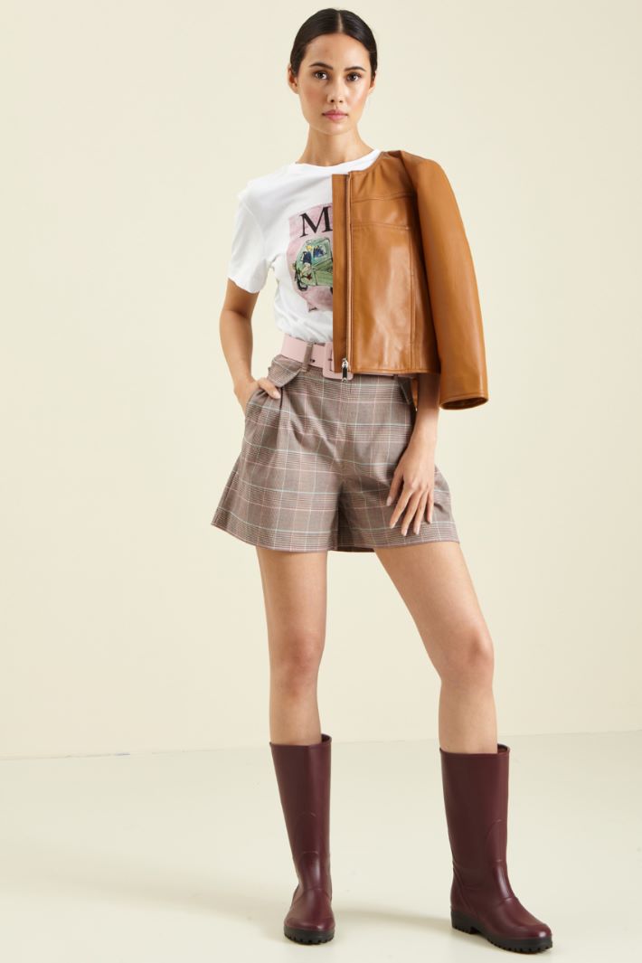 Shorts in principe di galles - BIANCO NERO ROSA - Fashion Market