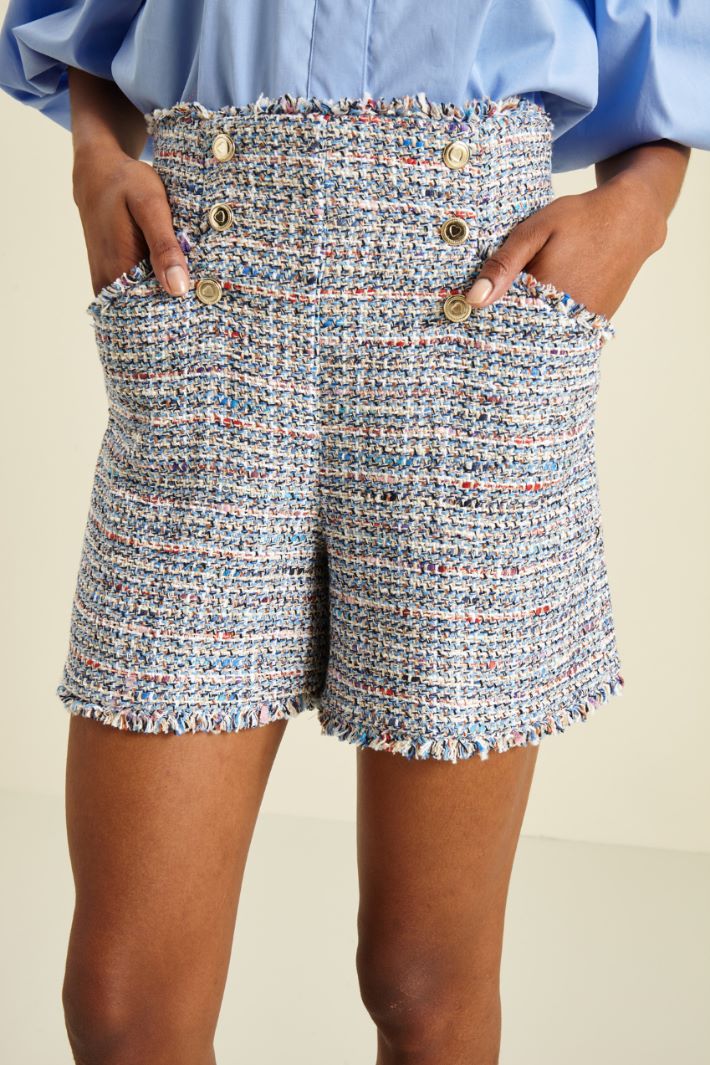 Shorts in tweed - AZZURRO - Fashion Market - 3