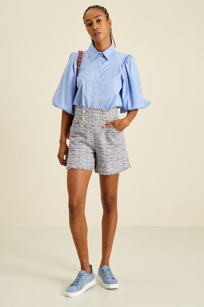 Shorts in tweed - AZZURRO - Fashion Market