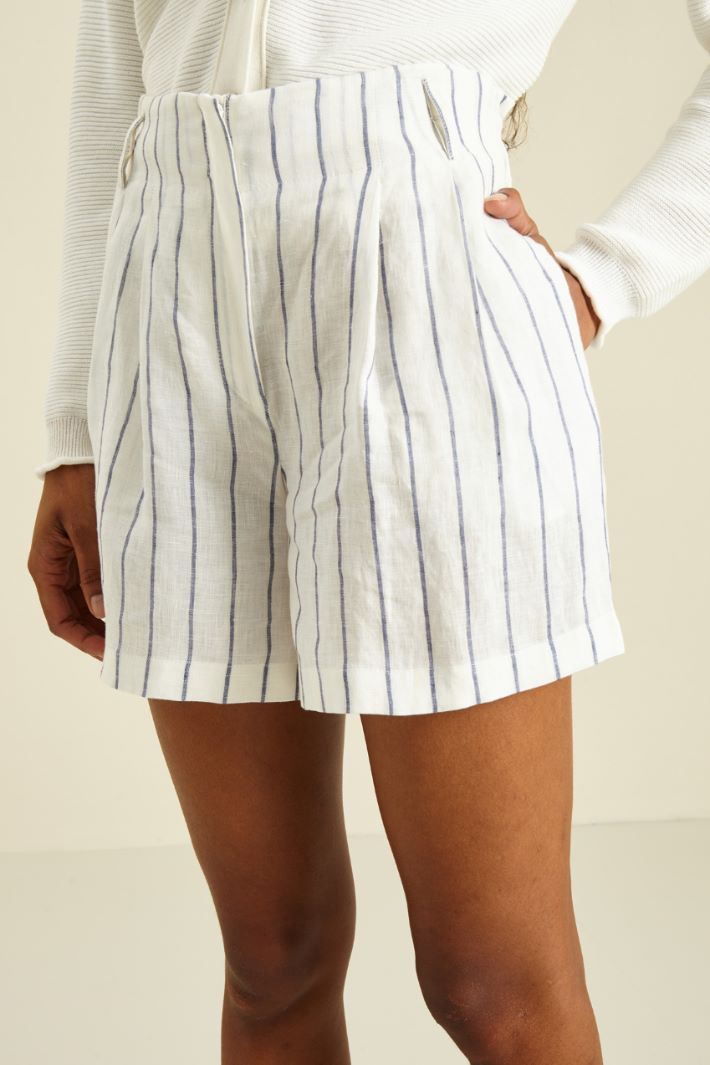 Shorts a vita alta - BIANCO BLU - Fashion Market - 3