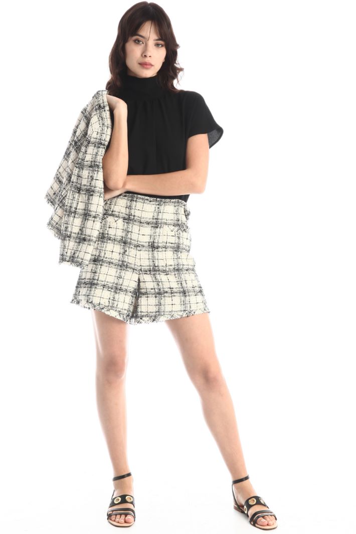 Bermuda in tweed lamé - BEIGE NERO - Fashion Market