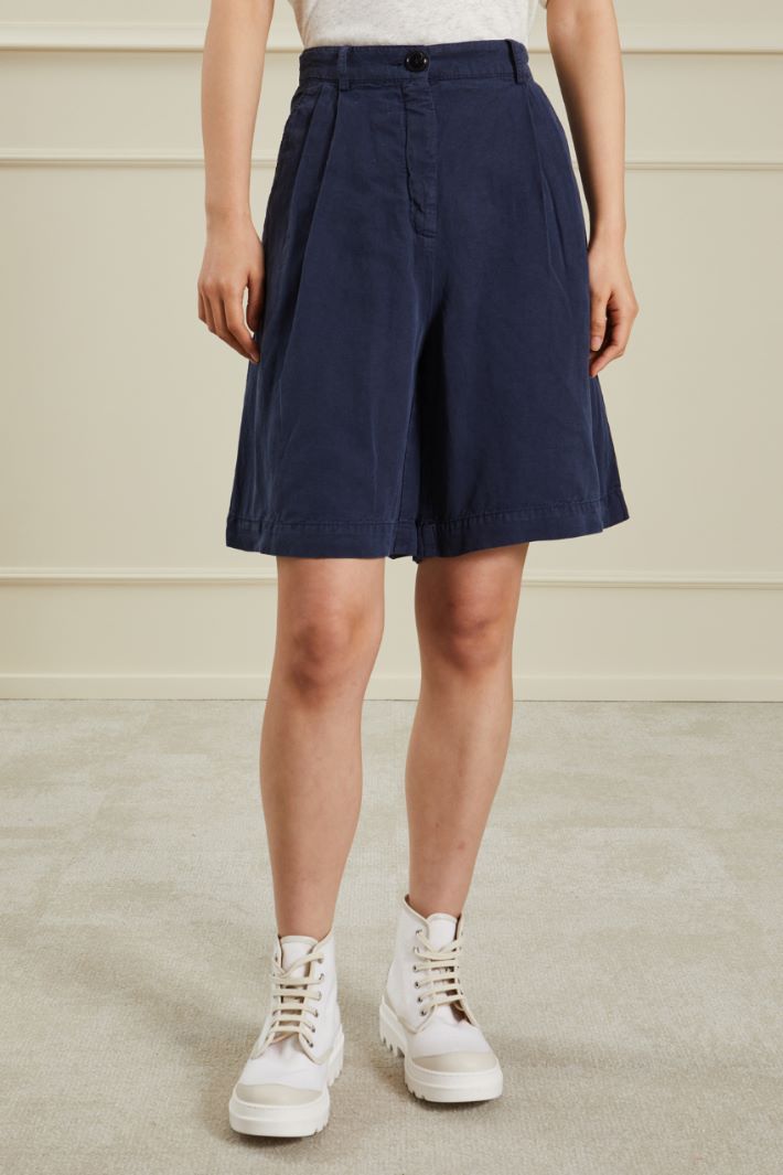 Bermuda in twill - BLU ACCIAIO - Fashion Market - 2