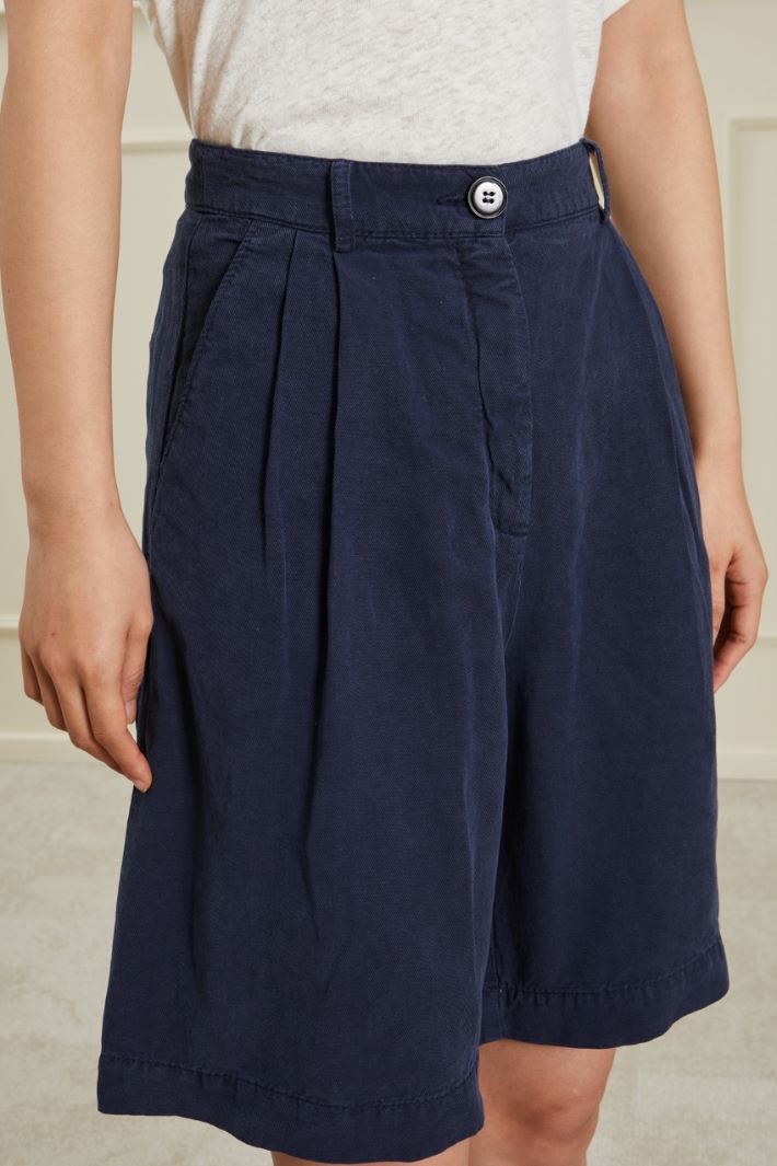 Bermuda in twill - BLU ACCIAIO - Fashion Market - 3