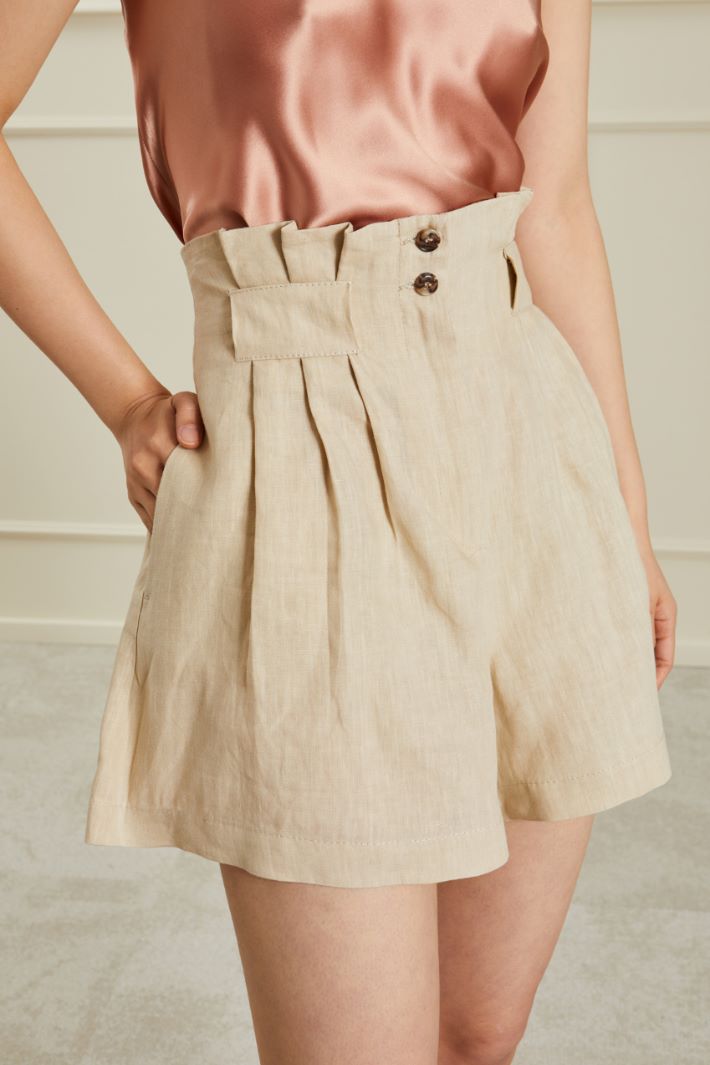 Shorts in lino - SABBIA - Fashion Market - 3