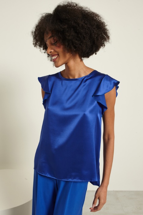 Blusa in raso con spacchi - Fashion Market