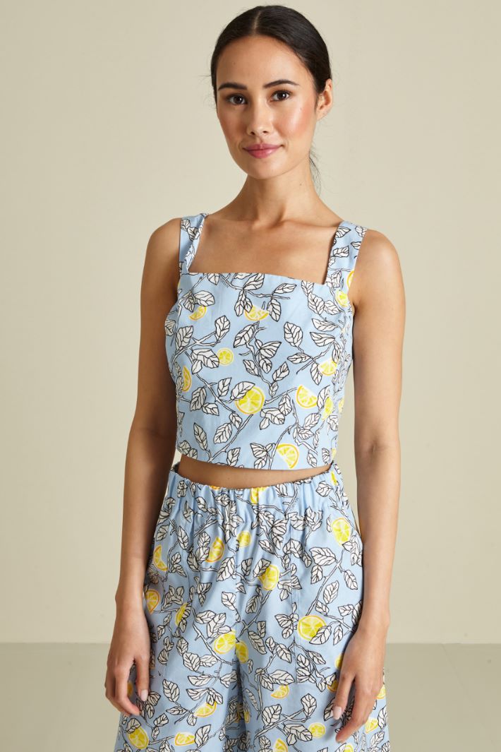 Top in popeline - AZZURRO GIALLO - Fashion Market - 2