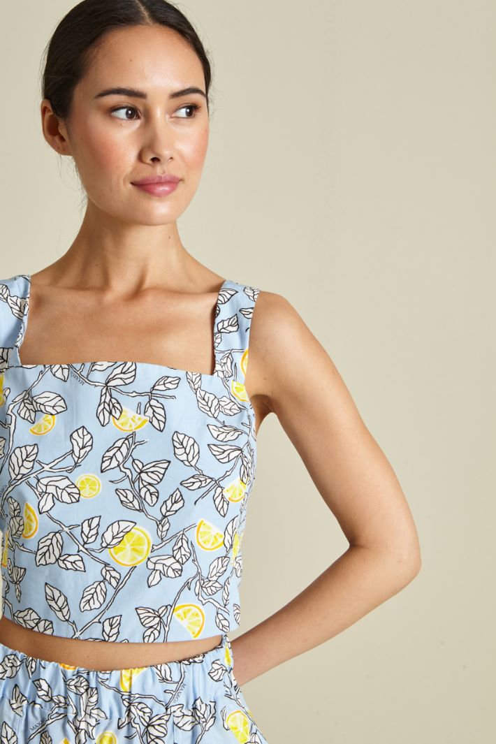 Top in popeline - AZZURRO GIALLO - Fashion Market - 3