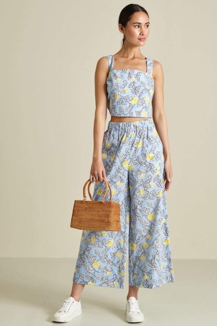 Top in popeline - AZZURRO GIALLO - Fashion Market