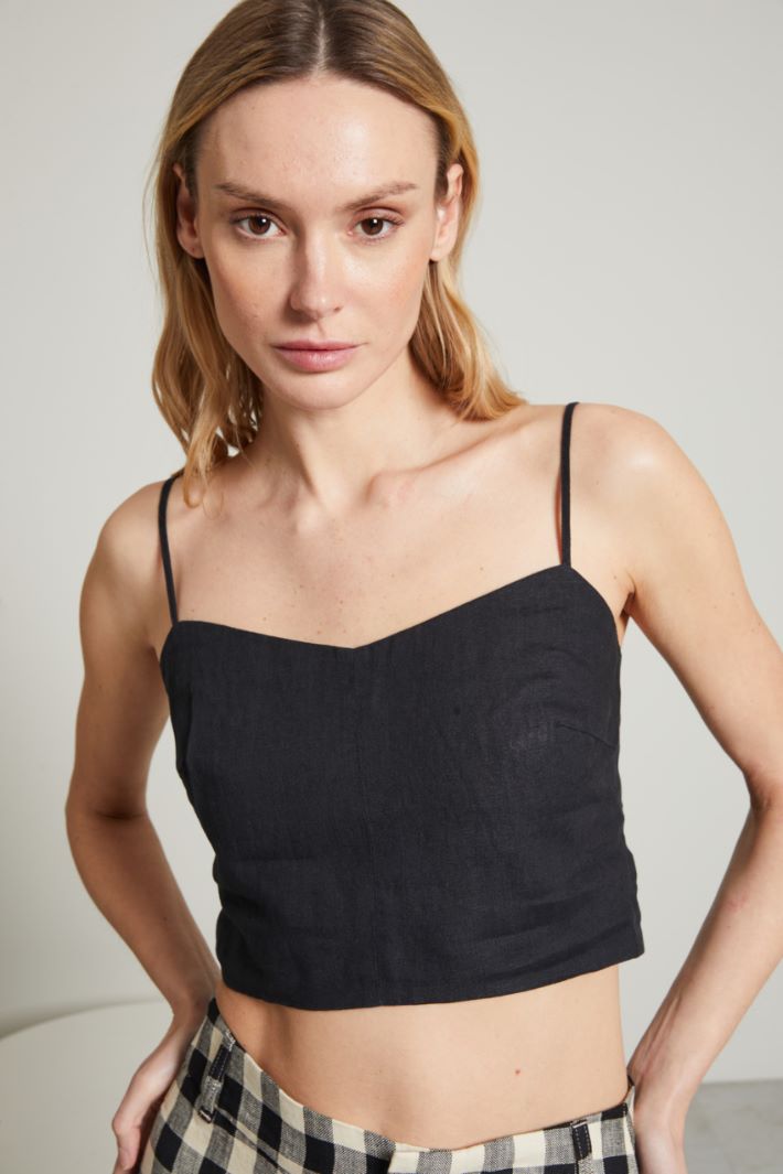 Top aderente in puro lino Fashion Market - 3