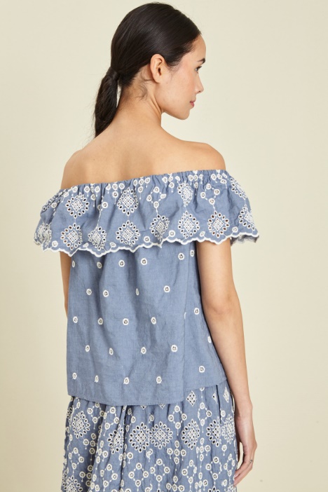 Top in sangallo con volant Fashion Market