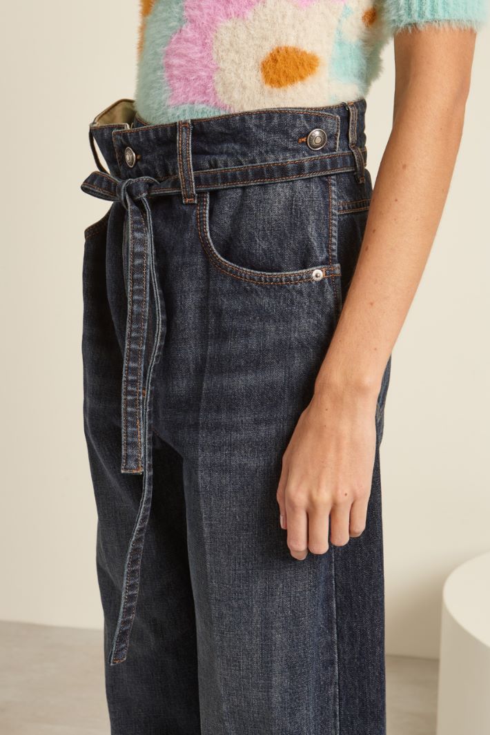 Jeans morbido con cintura - BLU SCURO DENIM - Fashion Market - 3