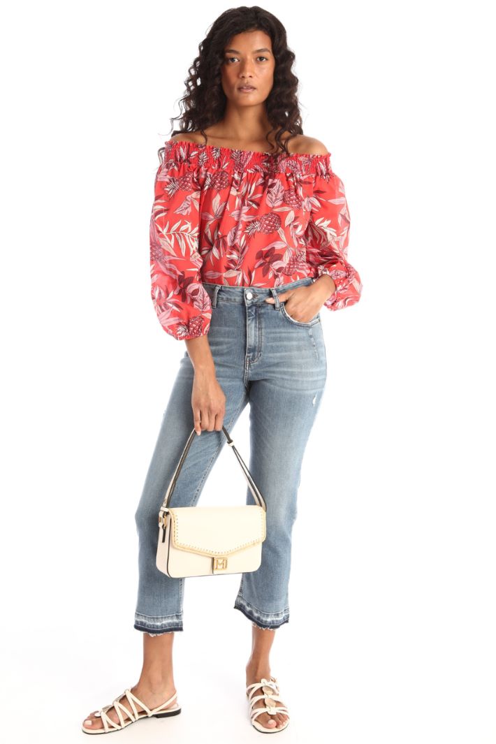 Jeans con orlo sfrangiato - AZZURRO DENIM - Fashion Market