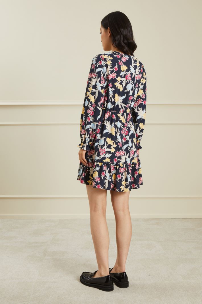 Abito in georgette con rouches - BLU NOTTE MAGENTA - Fashion Market - 4