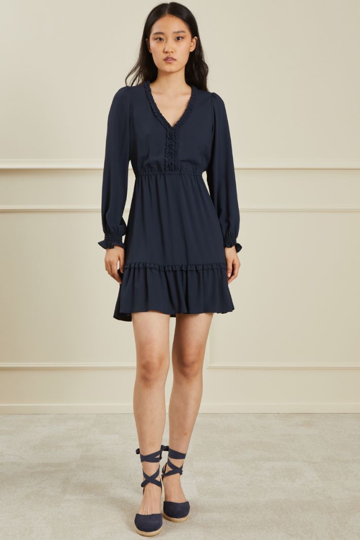 Abito in georgette con rouches - BLU NOTTE - Fashion Market - 2
