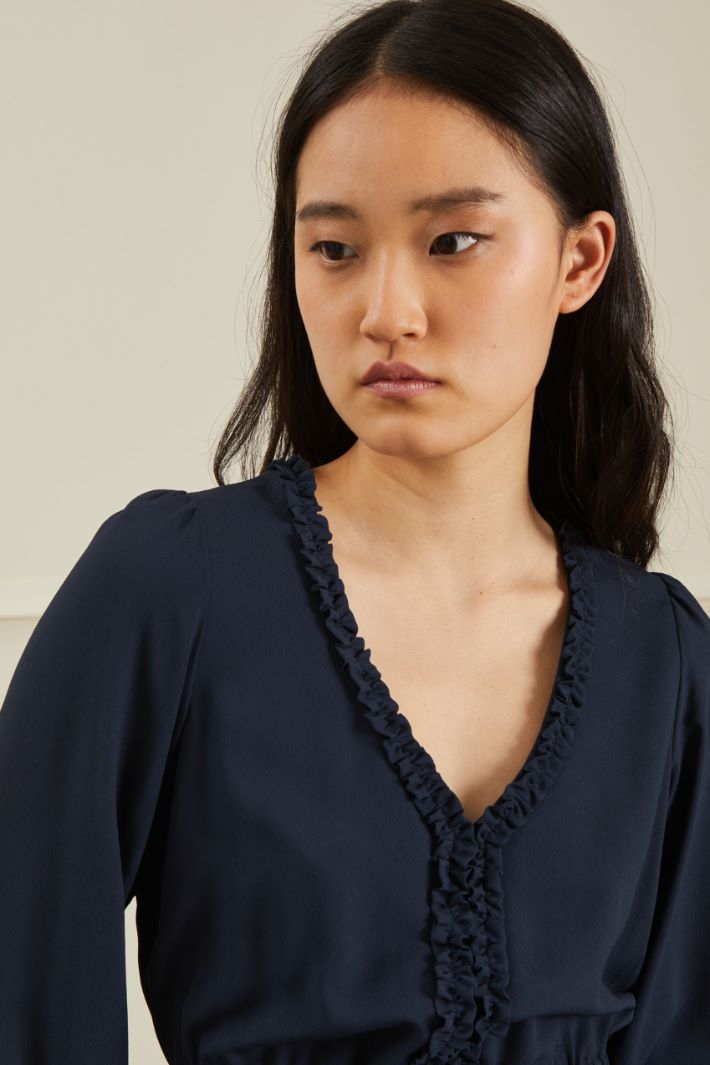 Abito in georgette con rouches - BLU NOTTE - Fashion Market - 3