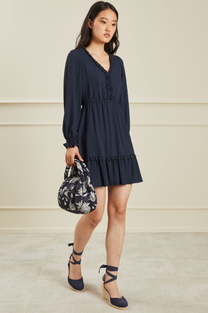 Abito in georgette con rouches - BLU NOTTE - Fashion Market