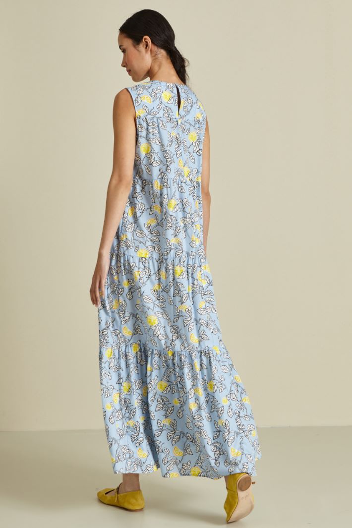 Abito a balze in cotone - AZZURRO GIALLO NERO - Fashion Market - 4