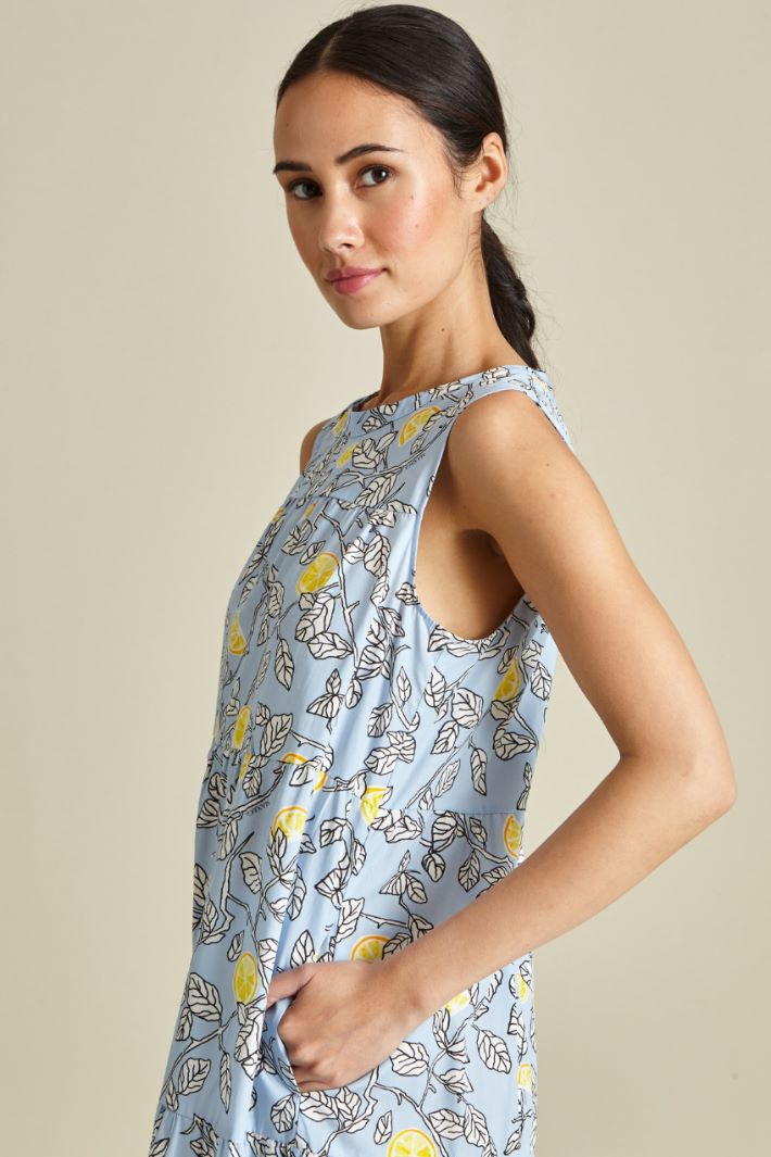 Abito a balze in cotone - AZZURRO GIALLO NERO - Fashion Market - 2