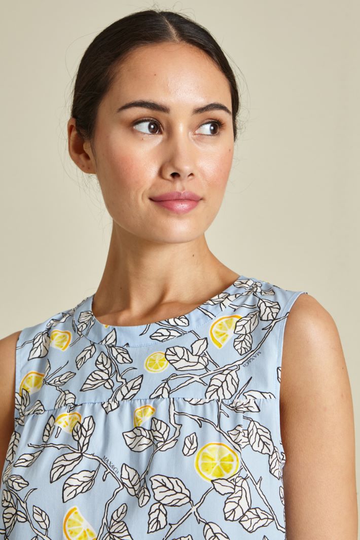 Abito a balze in cotone - AZZURRO GIALLO NERO - Fashion Market - 3