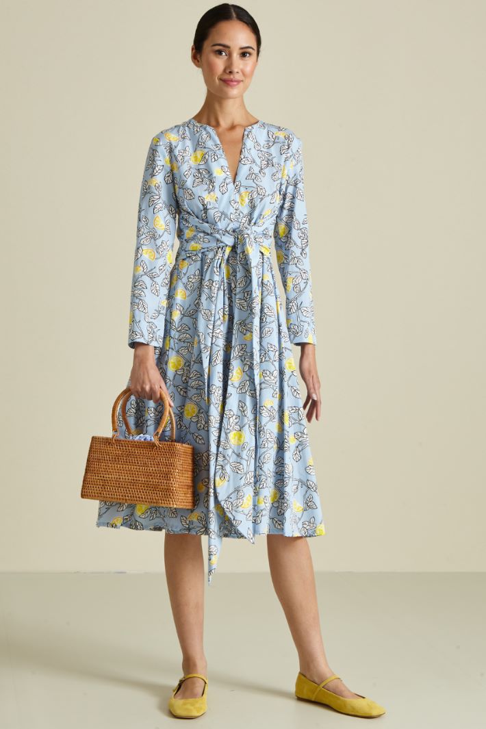 Abito in popeline di cotone  - AZZURRO GIALLO - Fashion Market