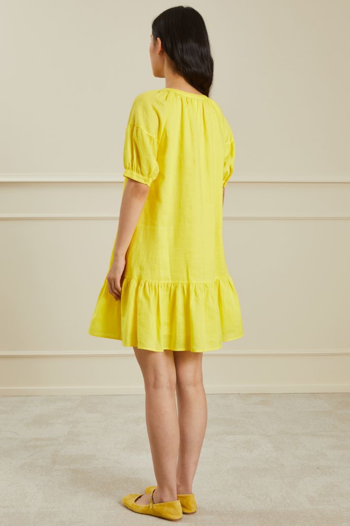 Abito a trapezio con balza - GIALLO - Fashion Market - 4
