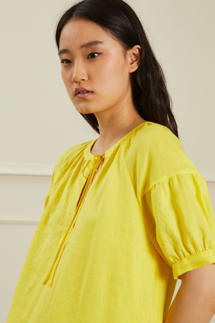 Abito a trapezio con balza - GIALLO - Fashion Market - 3