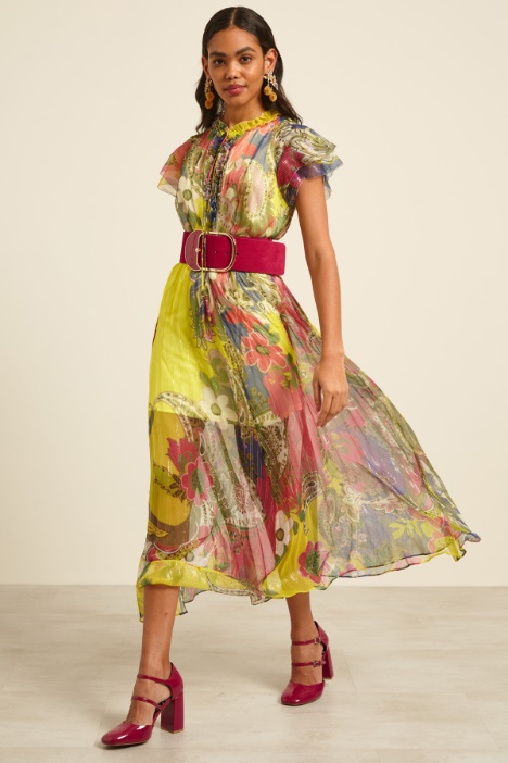 Abito in chiffon di seta lamé Fashion Market