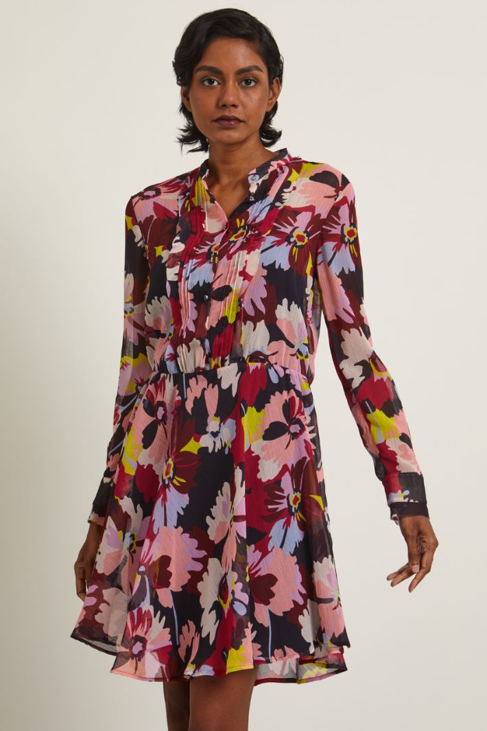 Abito in creponne stampato - ROSA MAGENTA BORDEAUX - Fashion Market - 2
