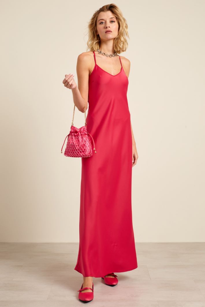 Slip dress in envers satin - FUCSIA - Fashion Market