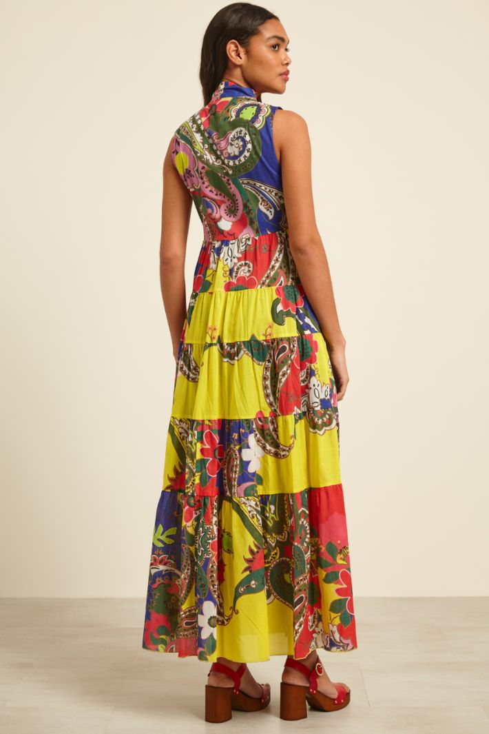 Abito con collo a foulard - GIALLO VERDE ROSA - Fashion Market - 4